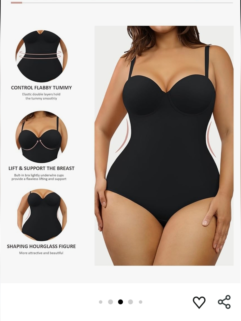 Feeling Girl Sculpting Black Bustier Bodysuit - NWT - Picture 5 of 9